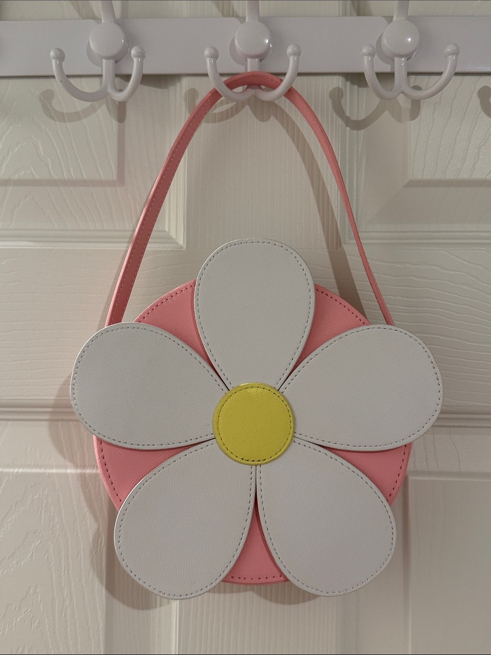 Janie & Jack Pink Daisy Bag with White Petals and Yellow Center